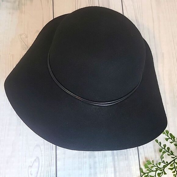 Mixit Black Wool Felt Floppy Hat For Women - Picture 2 of 10